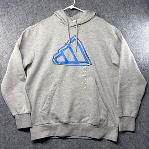 Adidas Men's Grey Pullover Hooded Sweatshirt with Mountain Logo Size XL NWT